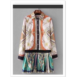 Print & plated skirt dress